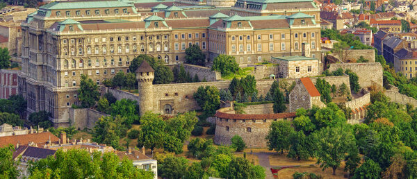 Yard of The Royal Castle or palace in Budapest city, Hungary.