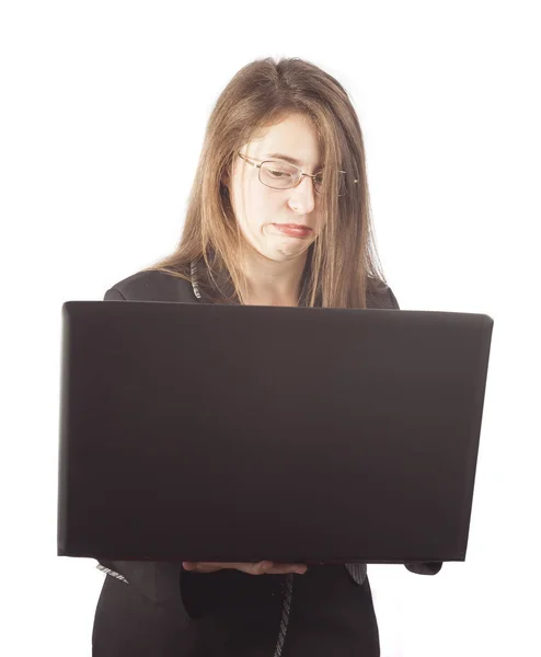 在笔记本电脑上感觉厌恶的商业女性 — 图库照片