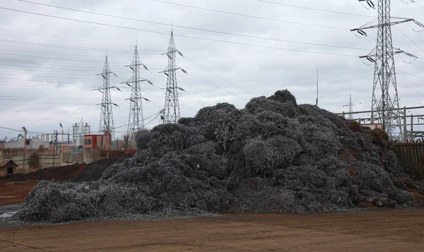 Železné Nebo Ocelové Vlasu Venku Připravena Recyklaci — Stock fotografie