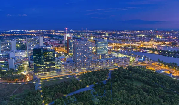 Panoráma Města Vídeň Noci Letecký Pohled Rakousko — Stock fotografie