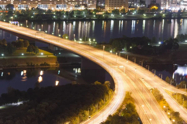 Skrzyżowania Autostrady Oświetlone Nocy Wiedeń Austria — Zdjęcie stockowe