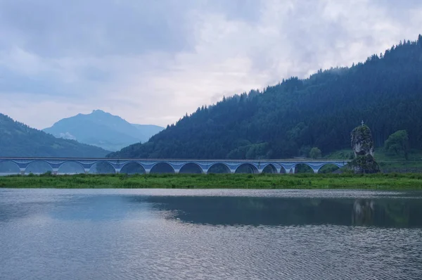 Viaduct Poiana Teiului Bicaz Lake Romanian Carpathians — Stock Photo, Image