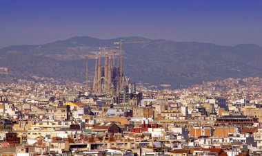 Barcelona, İspanya - 27 Eylül 2011: İnşaat 2011 yılında Sagrada Familia Katedrali. İspanya