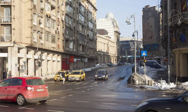 Bukurešť Rumunsko Ledna 2017 Zimní Scéna Bukurešti City Hlavní Město — Stock fotografie