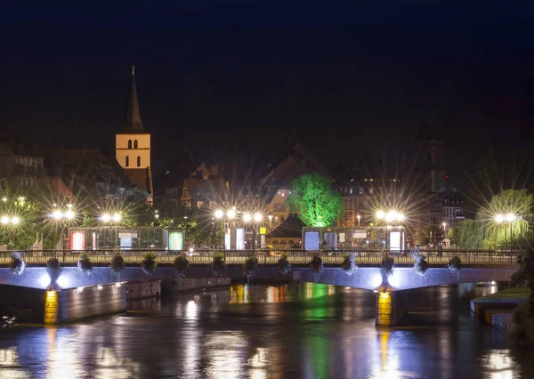 Strasbourg Stad Bij Nacht Elzas Frankrijk — Stockfoto