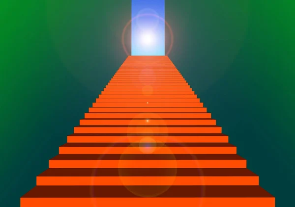 illustration of red stairs to the sky