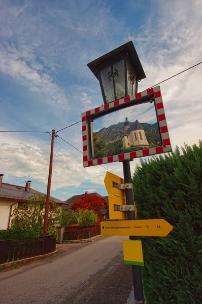 Señal Calle Para Iglesia San Leonardo Los Alpes Austria Alemania — Foto de Stock