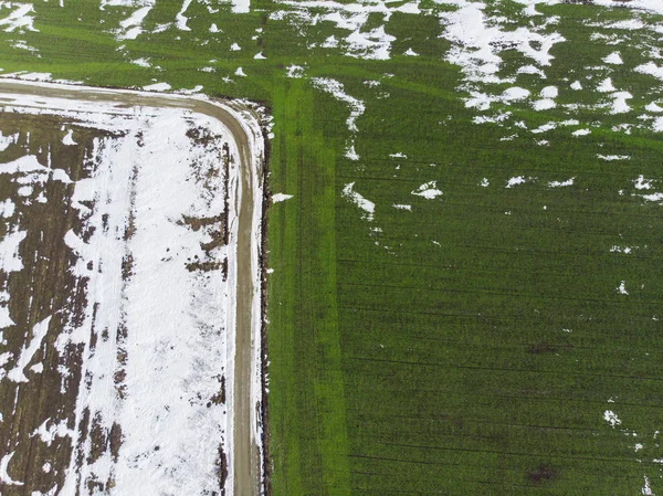 Légi Felvétel Réten Drone Közúti — Stock Fotó