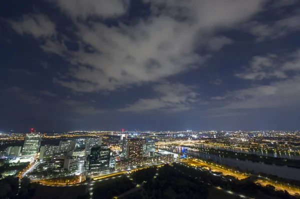 Stadtbild Der Stadt Wien Bei Nacht Luftaufnahme Österreich — Stockfoto