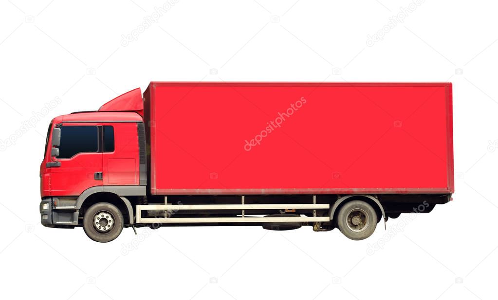 generic red truck for transportation isolated on white background