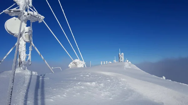 Ceahlau Weather Station Wintr Landscape Romania — Stock Photo, Image