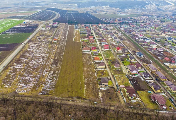 从无人驾驶飞机的村庄鸟瞰 罗马尼亚 — 图库照片