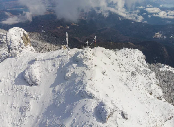 Ceahlau Toaca Weather Station Top Mountain Romania Winter Scene — Stock Photo, Image