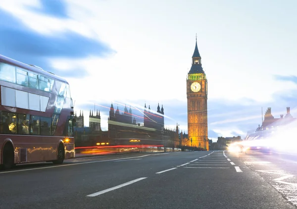 Vista Sulla Città Londra Con Big Ben Traffico Automobilistico Sera — Foto Stock