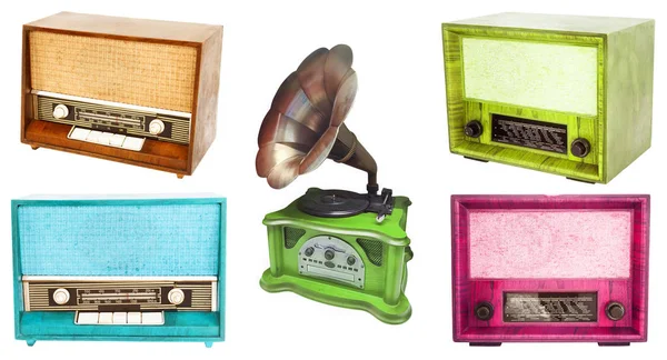 Vintage radio set geïsoleerd op wit — Stockfoto