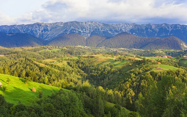 Romanya Yaz Manzara Kırsalında Piatra Craiului Dağ — Stok fotoğraf