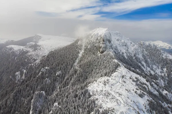 Piek Van Ceahlau Roemeense Karpaten Winter Berg Scène — Stockfoto