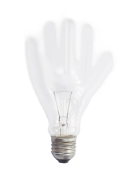 Lampadina Astratta Con Forma Mano Isolata Sfondo Bianco — Foto Stock