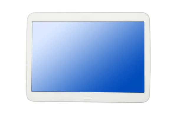 Weißes Tablet Mit Blauem Bildschirm Isoliert — Stockfoto