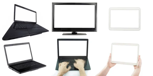 Set di computer portatile isolato su sfondo bianco — Foto Stock