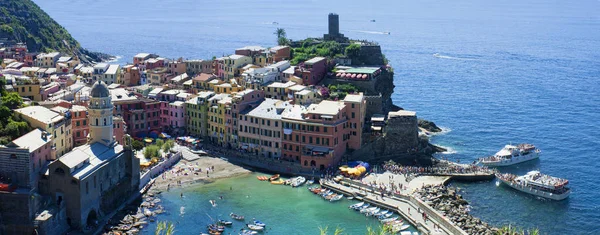 Vernazza Wybrzeża Morza Regionie Cinque Terre Włochy — Zdjęcie stockowe