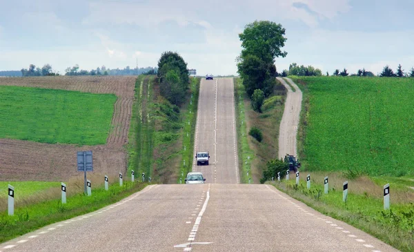 Longue Route Droite Dans Campagne France — Photo