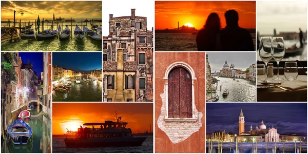 Conjunto Colagem Veneza Imagens Cidade Itália — Fotografia de Stock