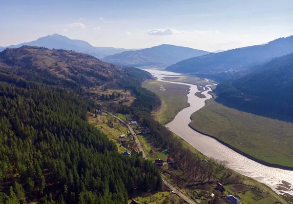 Aerial View Bistrita River Ceahlau Mountain Romania — Stock Photo, Image