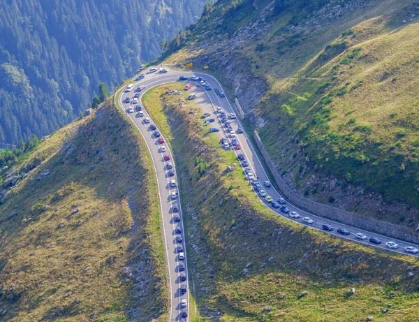 Trafikstockning Transfagarasan Mountain Road Rumänien — Stockfoto