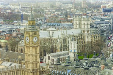 Big Ben, London city. Havadan görünümü