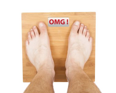 Ölçeğin adam ayakta. beyaz izole