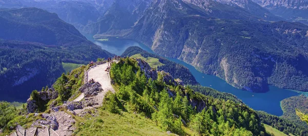 Jezioro Königssee Niemczech Alp Widok Szczytu Jenner — Zdjęcie stockowe