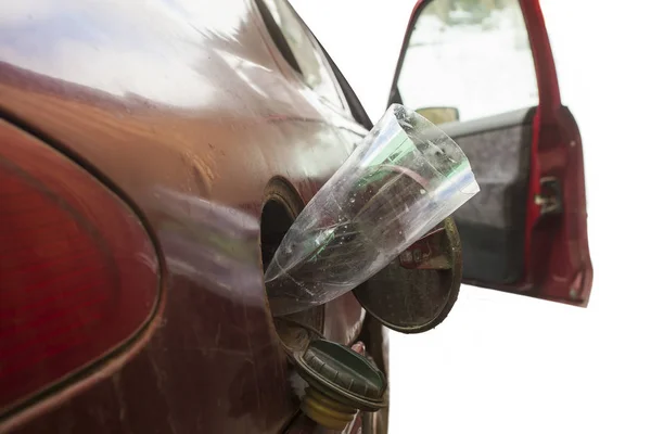 Botella Para Combustible Del Tanque Coche Gas Gasóleo —  Fotos de Stock