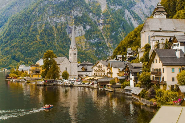 Lago Hallstatt Cena Outono Áustria — Fotografia de Stock