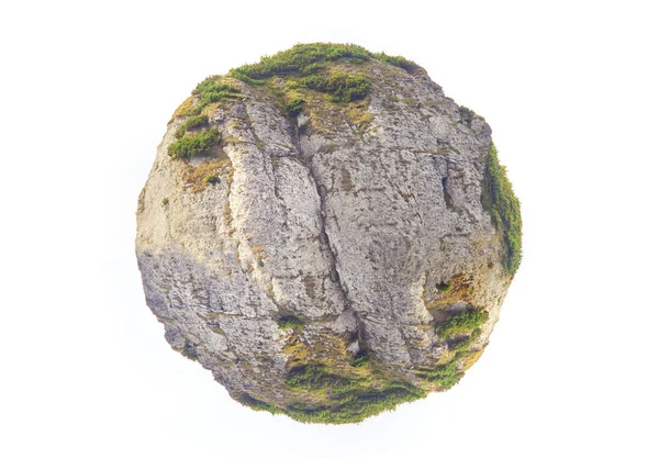 Rocha Redonda Pedra Isolada Sobre Fundo Branco — Fotografia de Stock