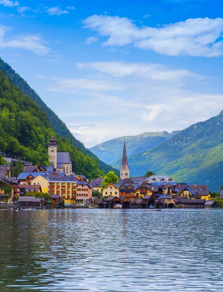 Lago Hallstatt Resort Montanha Alpes Áustria Fotos De Bancos De Imagens