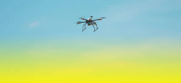 drone flying on abstract colorful background