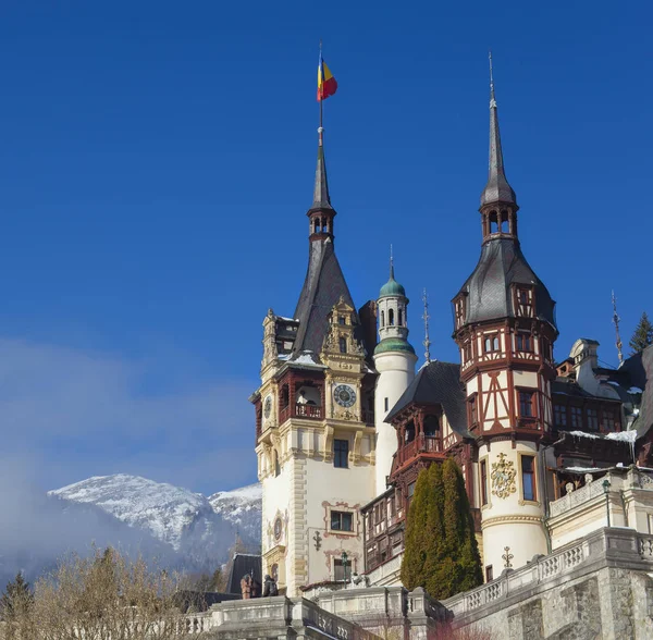 Peles Castle Sinaia Rumänien Winterszene — Stockfoto