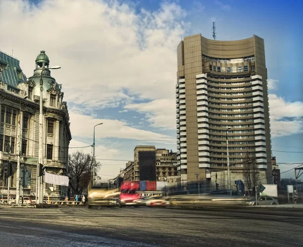 Bukarest Város Utcája Autóval — Stock Fotó