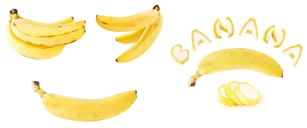 Set Van Banaan Fruit Geïsoleerd Wit — Stockfoto