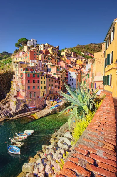 Stary Rybackich Miejscowości Riomaggiore Wybrzeża Cinque Terre Włochy — Zdjęcie stockowe