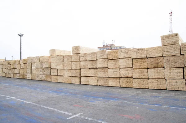 Stapel Hout Klaar Voor Verzending Haven — Stockfoto