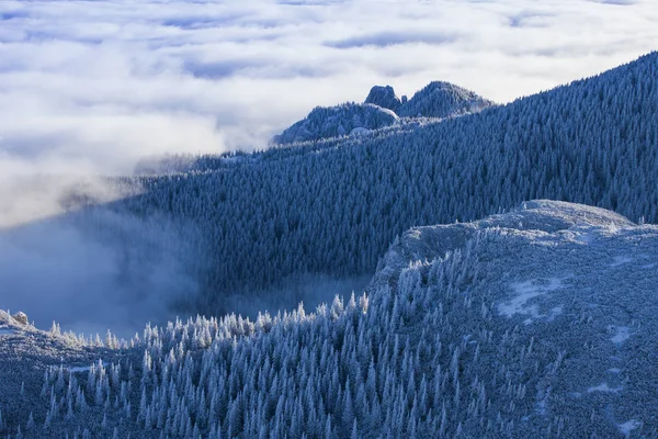 Pico Montaña Ceahlau Paisaje Invernal Rumanía — Foto de Stock