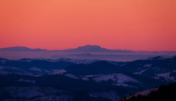 Hora Ciucas Při Západu Slunce Vidět Ceahlau Romania — Stock fotografie