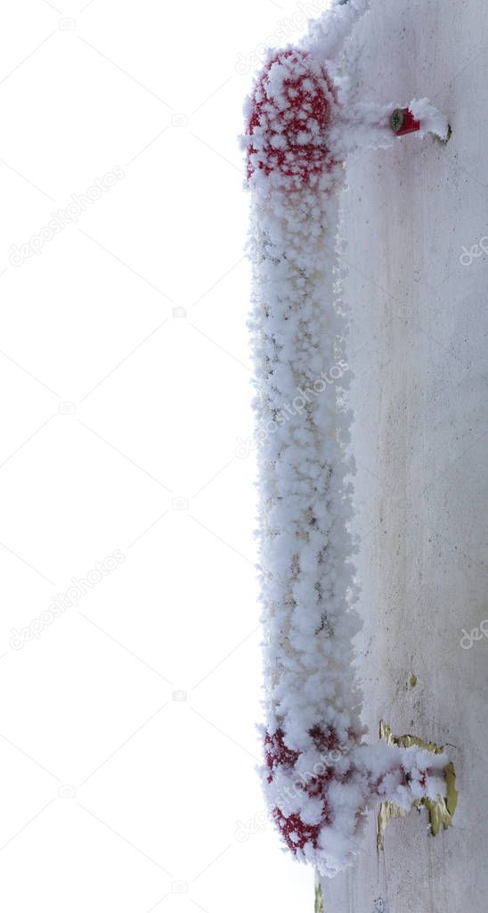 ice frost thermometer with frozen sub zero temperature. isolated on white