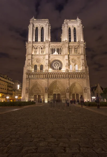 Catedral Notre Dame Por Noche París Francia — Foto de Stock