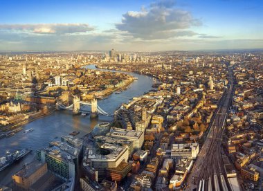 Londra şehri, hava manzaralı. Birleşik Krallık