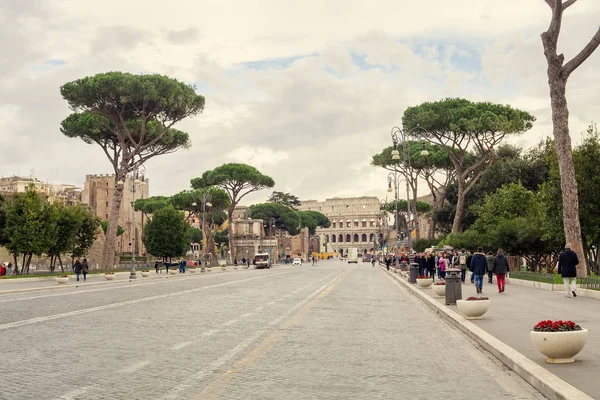 Straße Rom Italien Blick Auf Das Collosseum — Stockfoto