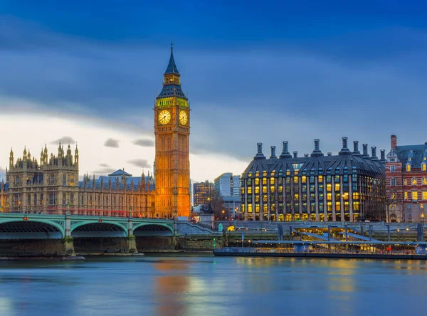 Big Ben Londres Reino Unido Puesta Sol Escena Oscura — Foto de Stock