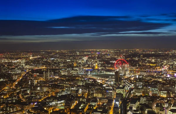 Amplia Vista Ciudad Londres Una Hermosa Noche Disparo Aéreo — Foto de Stock